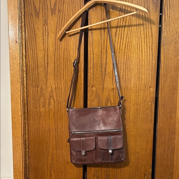 Wild West Los Angeles distressed Brown Leather Crossbody Bag purse - Picture 2 of 10